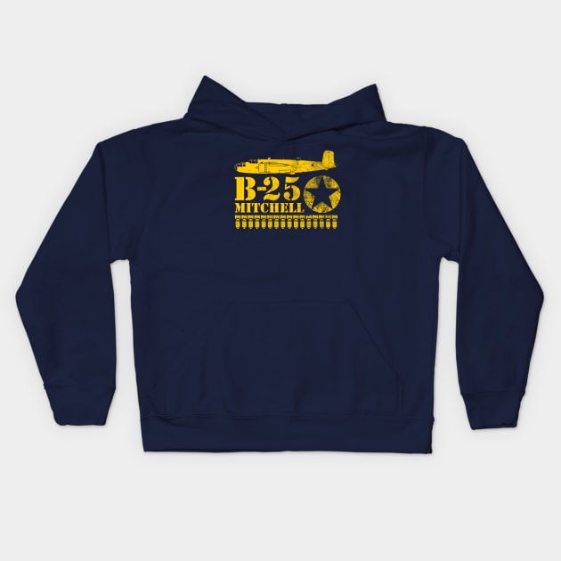 B-25 Mitchell (distressed) Kids Hoodie by TCP